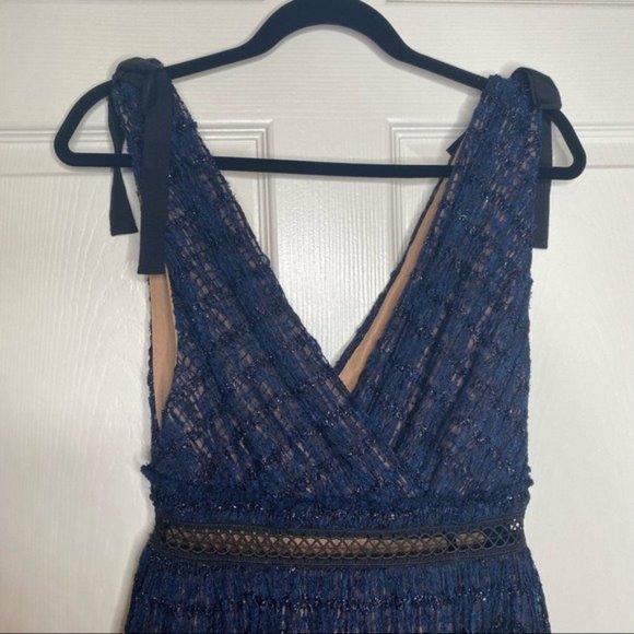 Self-Portrait Navy Metallic Pattern Mini Dress - Picture 8 of 13